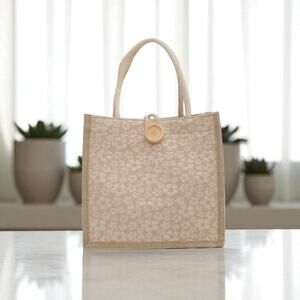 Japanese Floral Tote Bag - Lightweight Button Closure Handbag Boho Style